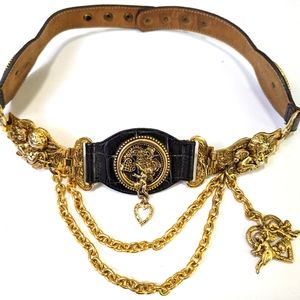 Vintage belt gold black small